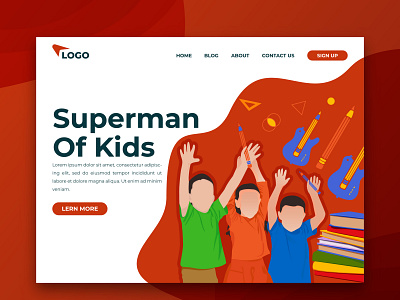 Landing Page Template Design branding illustration kids kids art kids illustration landing landing design landing page landing page design landingpage school ui ui ux ui design uidesign user interface vector