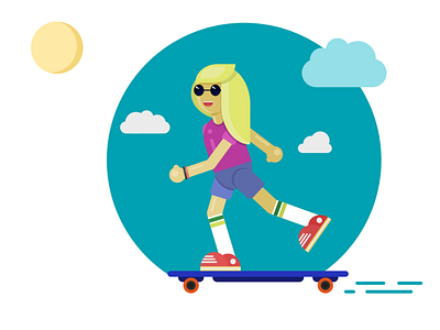 Girl On Skateboard character characterdesign graphicdesign illustration skateboard vector vectorillustration