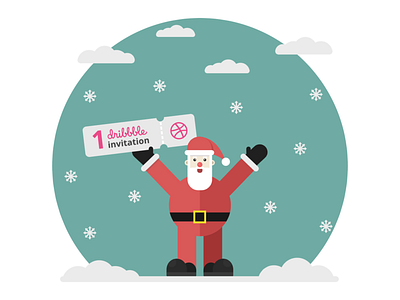 1 Dribbble Invitation cartoon characterdesign christmas draft dribbble invitation invite santa snowflakes vector