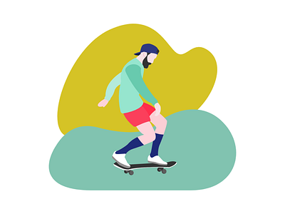 Skater 2d characterdesign flat design illustration man skater vector