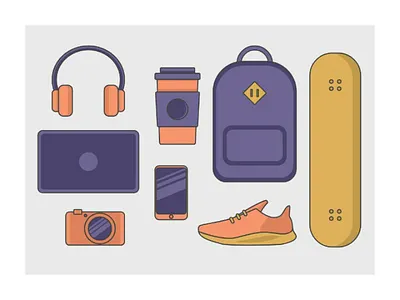 Flat lay illustration of tomboy style.⁣ 2d flat flatdesign flatlay illustration vector vectordesign