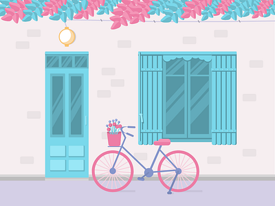 Bicycle Outside 2d architecture bicycle exterior design flat design graphicdesign illustration vector