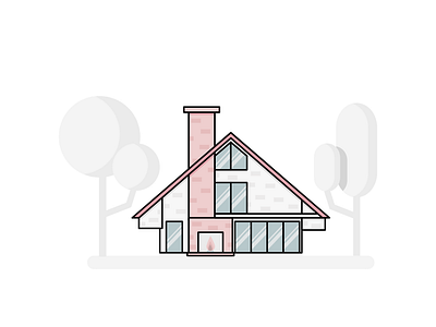 House architecture flat design graphicdesign illustration tree vector