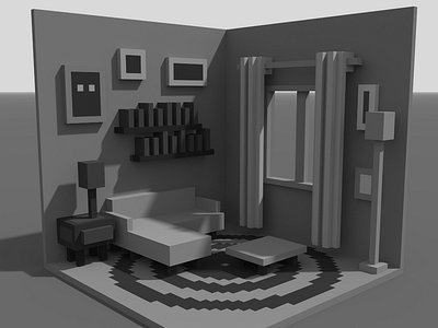 Living Room (Work in Progress) 3d illustration isometric livingroom magicavoxel voxel voxelart