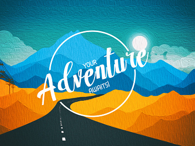 Adventure Awaits adobe digital art graphic design graphic art illustration landscape nature postcard