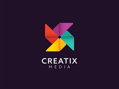 Creatix Media Development branding clean concept design flat identity logo paper simple vector