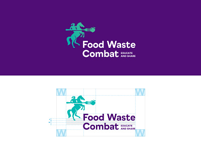 Food Waste Combat Logo branding clean concept construction design food grid horse identity logo simple vector