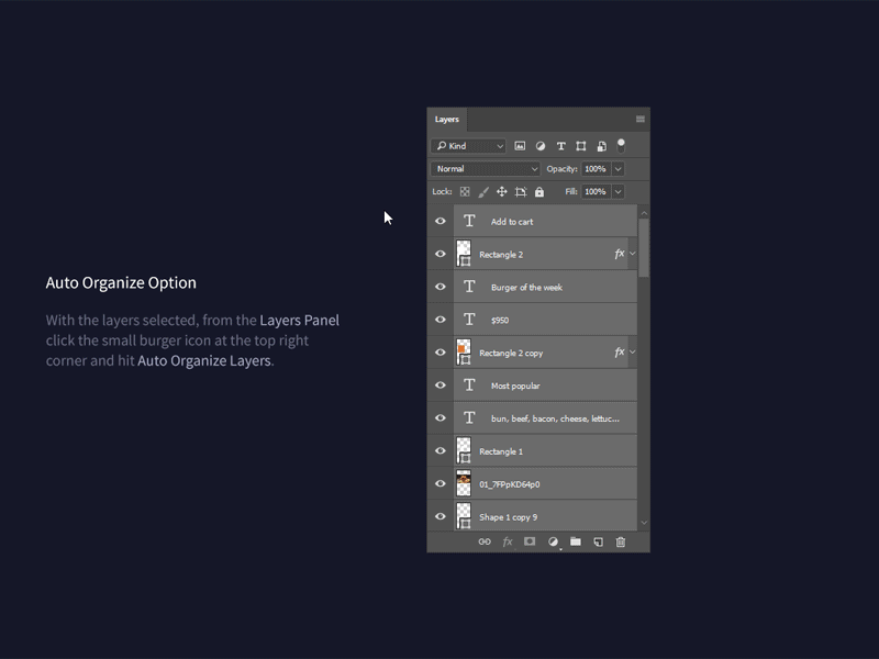Photoshop Auto Organize Layers branding clean feature funny photoshop ui ux