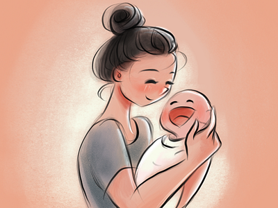 Mom&Baby artdaily cute design digital art digital illustration digital painting digital print emotion funny illustration illustrator mothers mothers day procreate