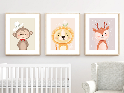 Cute SAFARI ANIMALS - Nursery Printable art digital art digital illustration digital painting digital poster digital print digital printing illustration illustrator nursery art nursery decor nursery illustration nursery rhyme procreate