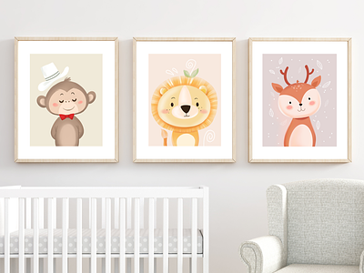Cute SAFARI ANIMALS - Nursery Printable art