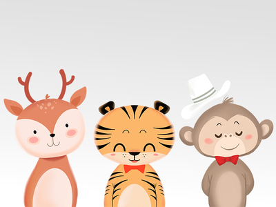 Safari friends cute animal cute animals cute safari digital painting forest animals illustration illustrator procreate woodland