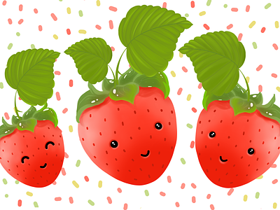 Strawberry family - Happy Father's Day cute digital painting fathers day fruit illustration happy fathers day illustration illustrator procreate