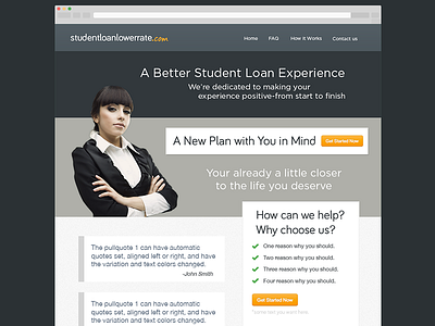 Student Loan Lower Rate Website project css graphicdesign html javascript layout photoshop uidesign webdesign webdevelopment
