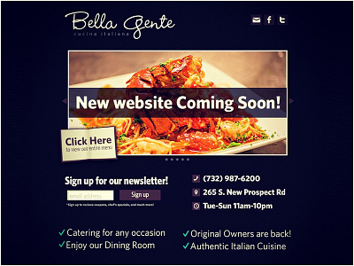 Bella Gente "Website Coming Soon" Landing Page landing page layout photoshop web design web development