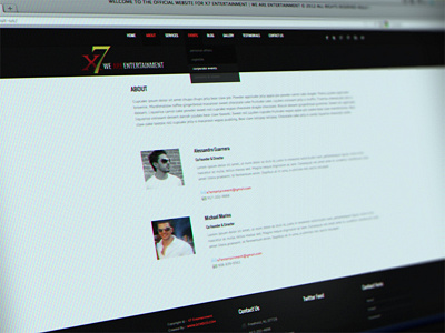 X7 Entertainment Website "About us" Page graphic design layout photoshop web development webdesign