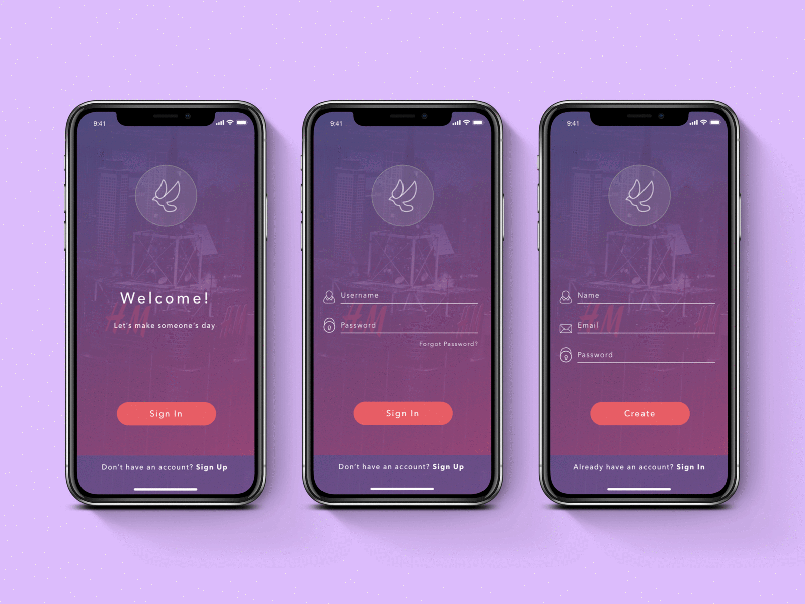 Sign in&Sign up app ios iphonex sign in sign up ui
