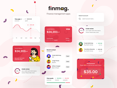 Finmag Components atomic card cards components design finance fintech layout mobile mobile app mobile ui ui user inteface