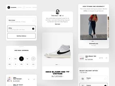 Nike store – components clean components layout mobile app mobile ui nike product shoes ui ui kit user inteface