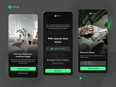 Exploration: Stayin – Kost Recommendation Service app clean layout mobile mobile app ui user inteface