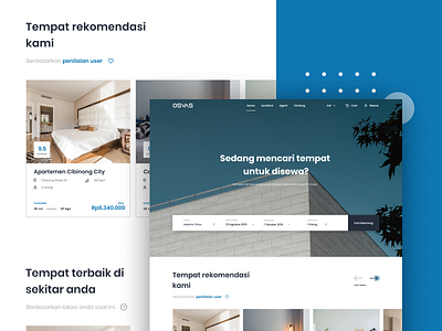 Osvas Landing Page - Property Renting Service app blue booking branding clean color design homepage landing layout minimal ui user inteface web webdesign website