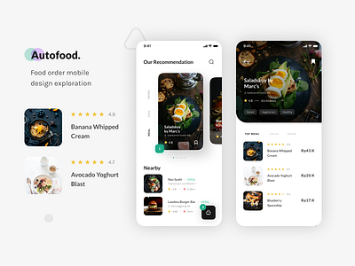 Autofood - Design Exploration. app clean design food food app layout mobile mobile app ui user inteface