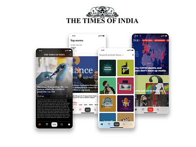 The Times of India App Redesign android app design app concept app dashboard app design branding dark ui illustration ios app design news ui ux