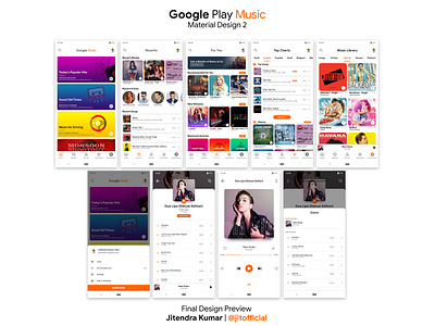 GooglePlay Music with New Material Design 2 Design Final Preview android android app android app design android app development app concept app dashboard app design branding concept design google design google play music illustrator ios app ios app design ios app development material design music app ui ux vector