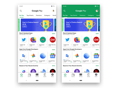 Google Play Store Redesign with Material Design 2