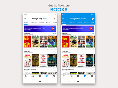 Google Play Store- Books Redesign | Material Design 2