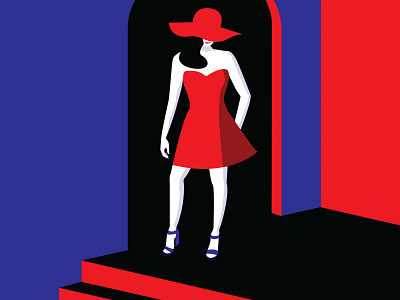 Lady in Red adobe illustrator dress fun illustration mysterious primary colors series vacation vector