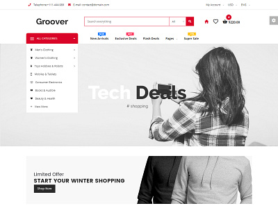 Groover - Responsive Ecommerce Template books bootstrap clothes digital ecommerce electronics fashion flowers foods store fruits hotels kids sports store