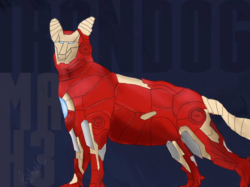 IronDog - Digital Art (Mixing things up) digital art doggy creativity multiple references iron man