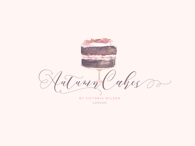 Autumn Cakes Logo Design bakery logo brand branding busines card cake logo design feminine logo illustration photography pink rose gold typography vector