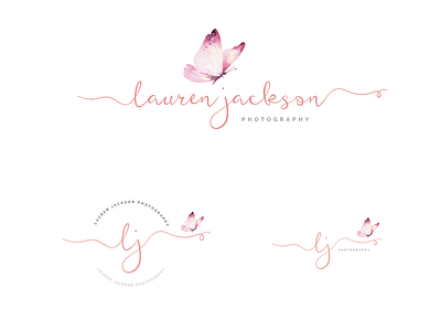 Photography Logo, Watermark with butterly beauty salon logo branding busines card butterfly feminine feminine logo illustration photography photography logo pink rose gold typography watercolor