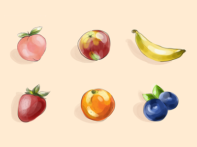 🍌some fruit 🍑 design digital art digital illustration drawing food fruit illustration