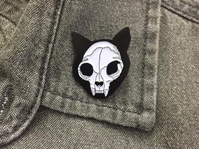 Cat Skull Enamel Pin branding illustration