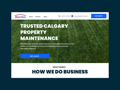 Hero Design for HamAlton Lawncare hero section lawncare web design website
