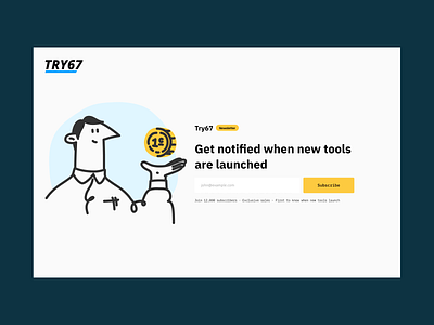 Newsletter landing page | Try67 landing page design newsletter newsletter design saas landing page saas website