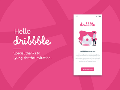 Hello Dribbble app debut shot design illustration typography ui