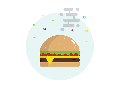 Cheeseburger 2d app brand branding burger cheeseburger design food hamburger icon illustration logo ui ux vector