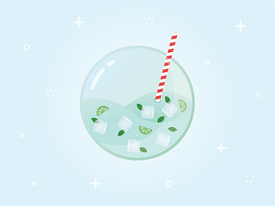 Mojito Bubble alcohol bubble bubbles cute design drink food glass ice icon illustration leaf lemon lime logo mojito shiny sparkle vector