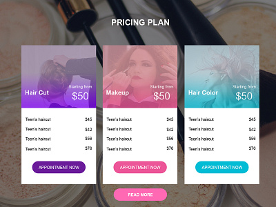 Salon website design female salon mass salon simple style web page