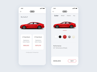 Audi A7 Car Application Concept design ui