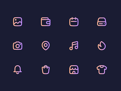 Icons Gradient design gradient icons iconset illustration line minimal ui vector