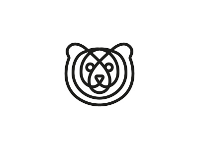 minimal bear face animal bear brand design face fun letter line logo logotype minimal monogram round