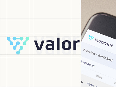 Brand valornet design gradient letter modern monogram technology v