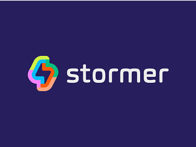 logo stormer - storm brand design gradient letter logotype minimal monogram s storm