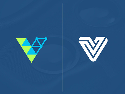 V technology vs stroke design letter logo logotype minimal monogram v