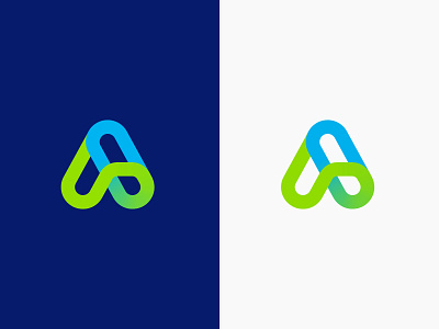 Logo A a brand design fun gradient letter logo logotype minimal monogram round